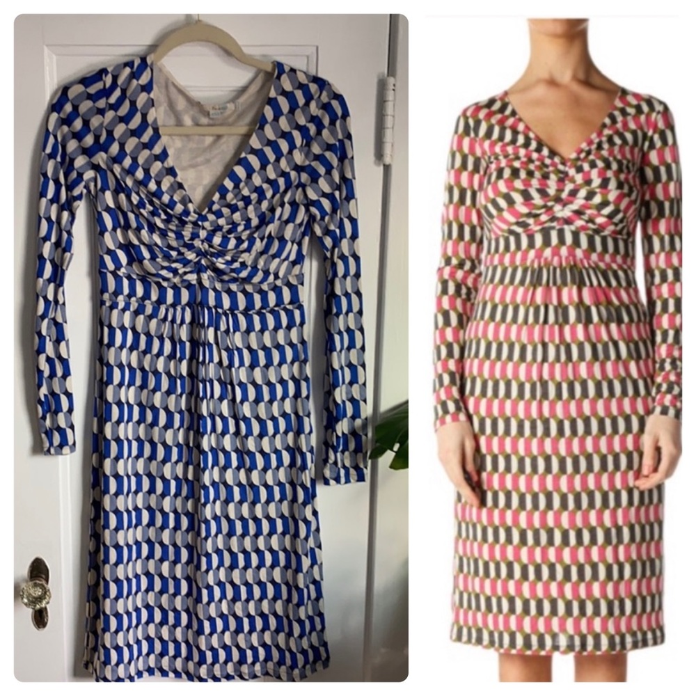 Boden Geometric Jersey Knit Long Sleeve Dress